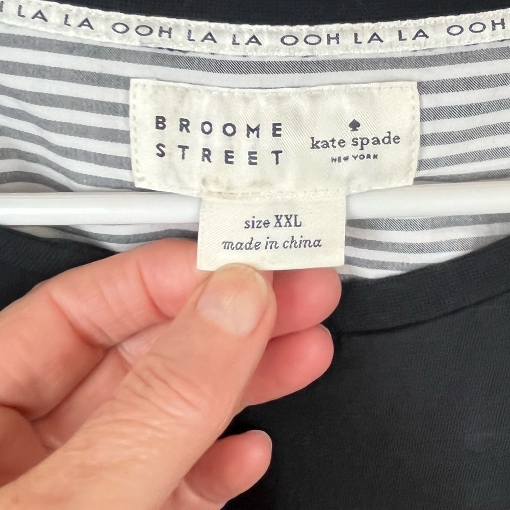 KATE SPADE BROOME STREET Womens Navy Blue Peplum Top Ooh La La Size 2XL - Picture 4 of 15